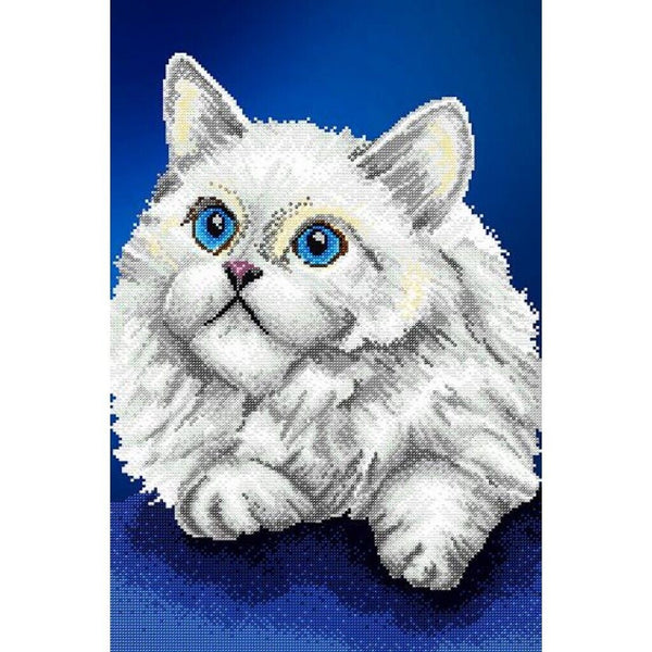 Bead Embroidery Kit White cat DIY Bead needlepoint Beadwork