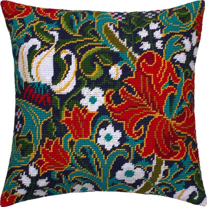Tapestry Pillow Cover DIY kit "Golden lily" Needlepoint kit Printed canvas