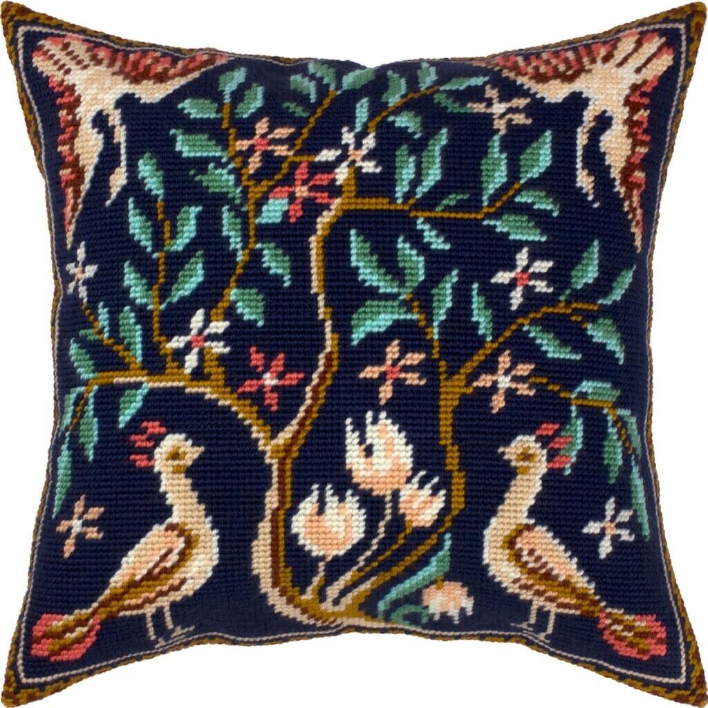 Tapestry Pillow Cover DIY kit "Birds" Needlepoint kit Printed canvas