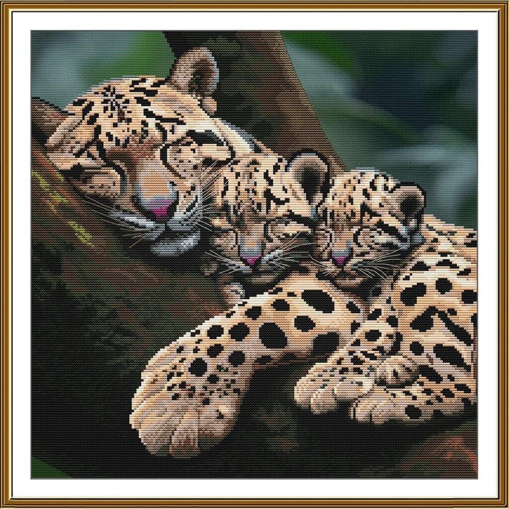 Counted Cross Stitch Kit Leopard DIY Unprinted canvas