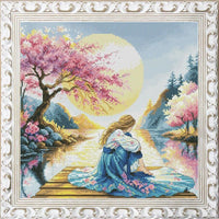 Counted Cross Stitch Kit Cherry blossom DIY Unprinted canvas