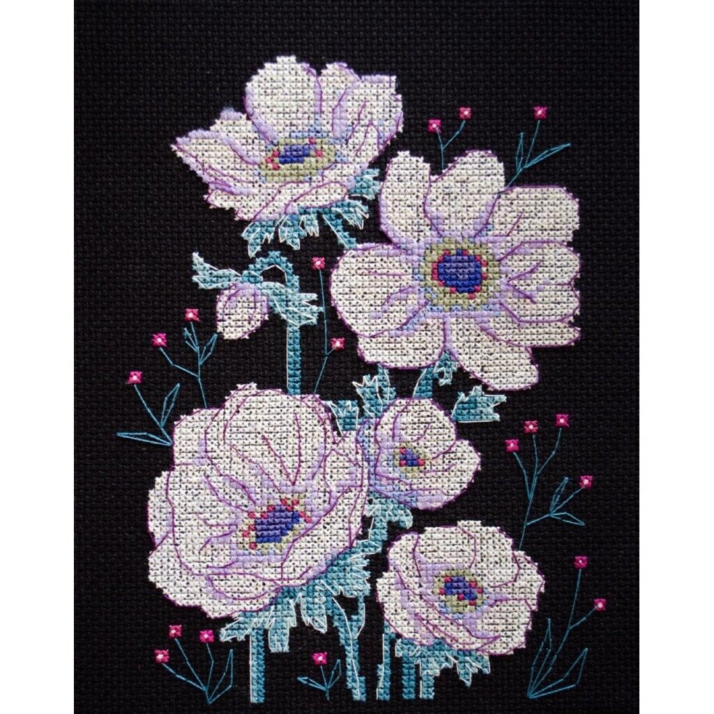 Counted Cross Stitch Kit Night flowers DIY Unprinted canvas