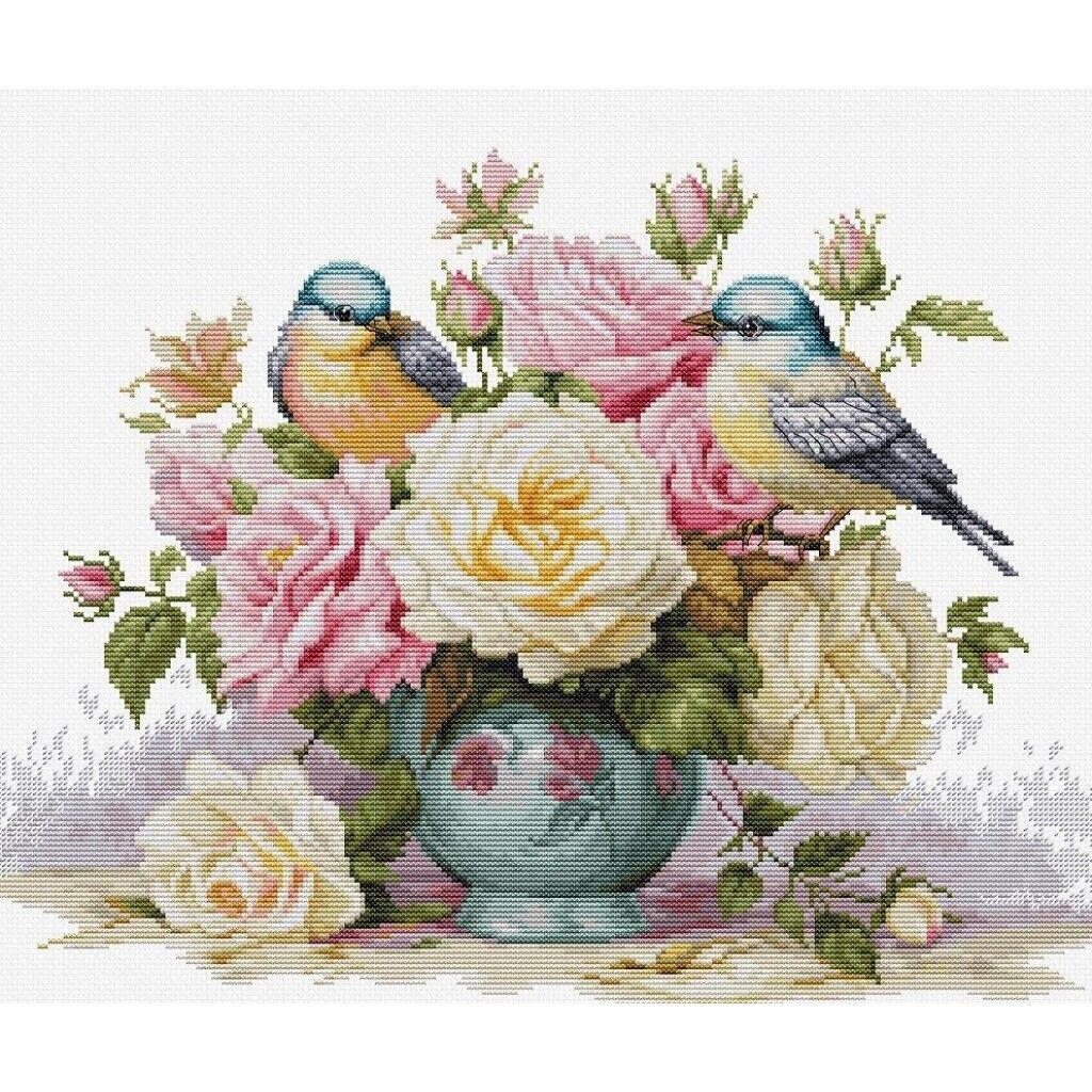 Counted Cross Stitch Kit Roses Flowers Luca-S DIY Unprinted canvas