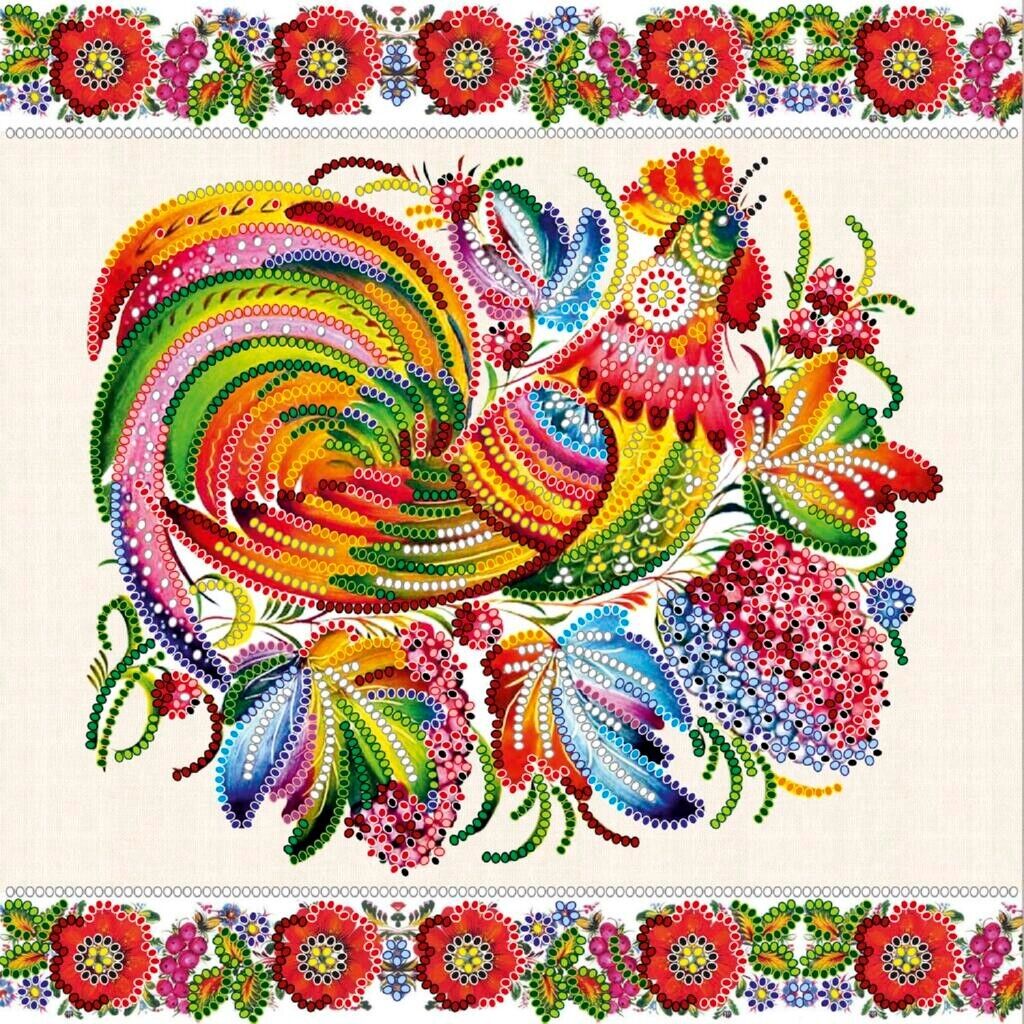 Bead Embroidery Kit Painted rooster Chicken Cockerel Bead needlepoint DIY