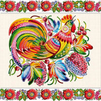 Bead Embroidery Kit Painted rooster Chicken Cockerel Bead needlepoint DIY