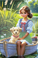 Bead Embroidery Kit Girl on vacation DIY Bead needlepoint Bead stitching