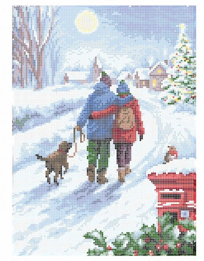 Full Bead Embroidery Kit Winter walk DIY Bead needlepoint Bead stitching