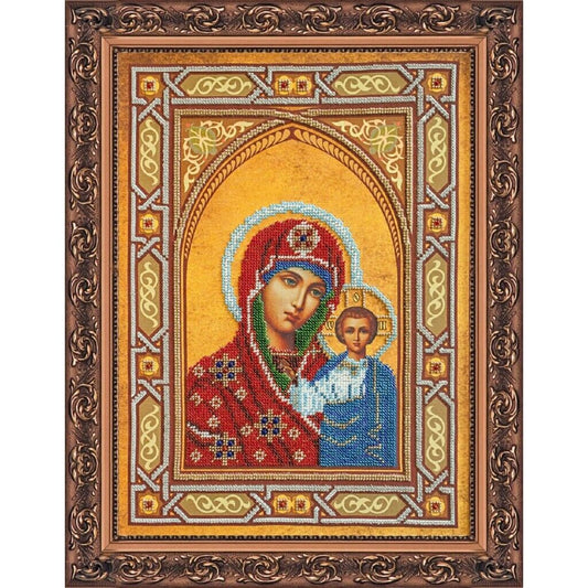 Bead Embroidery Kit Icon Virgin Mary Mother of God Beaded stitching DIY