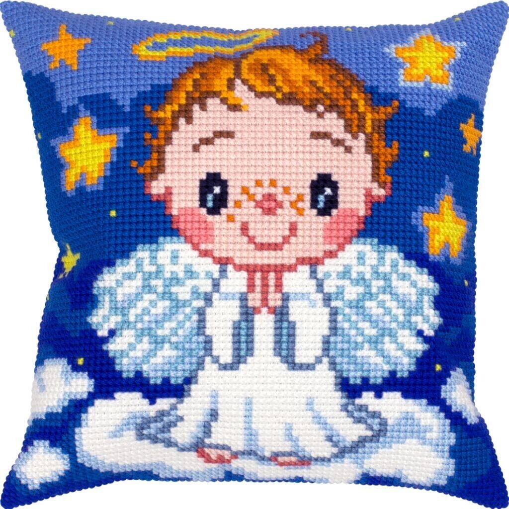 Cross stitch Pillow Cover DIY kit "Angel" Needlepoint kit Printed canvas