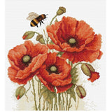 Counted Cross Stitch Kit Poppies Luca-S DIY Unprinted canvas