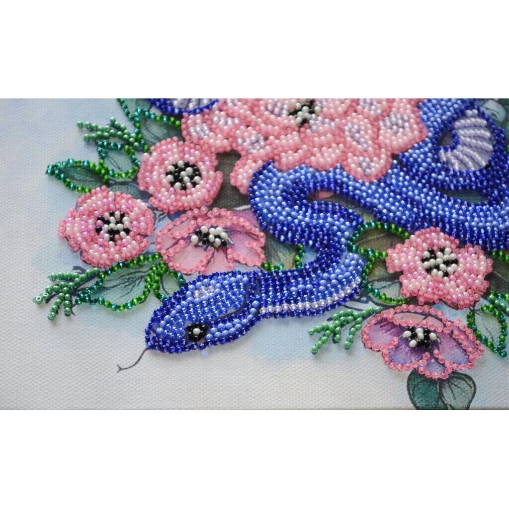 Bead Embroidery Kit Blue snake DIY Beadwork Beading Needlepoint kit