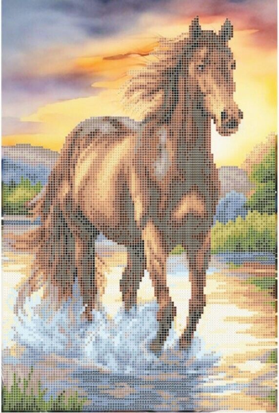 Bead Embroidery Kit Horse DIY Bead needlepoint Bead stitching