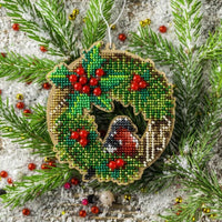 Bead Embroidery Kit on Wood Christmas wreath DIY Christmas tree toy