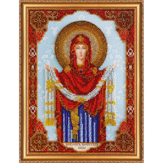 Bead Embroidery Kit Icon Virgin Mary Mother of God Beaded stitching DIY