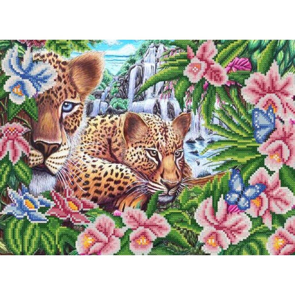 Bead Embroidery Kit Leopards Bead needlepoint Bead stitching Beadwork DIY