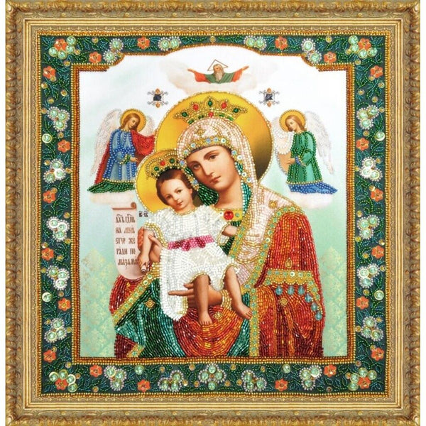 Bead Embroidery Kit Icon Virgin Mary Mother of God Beaded stitching DIY