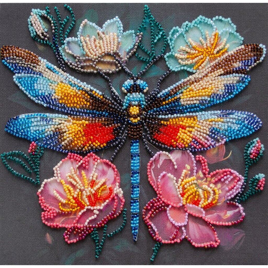 Bead Embroidery Kit Dragonfly Beaded stitching Bead needlepoint Beadwork DIY