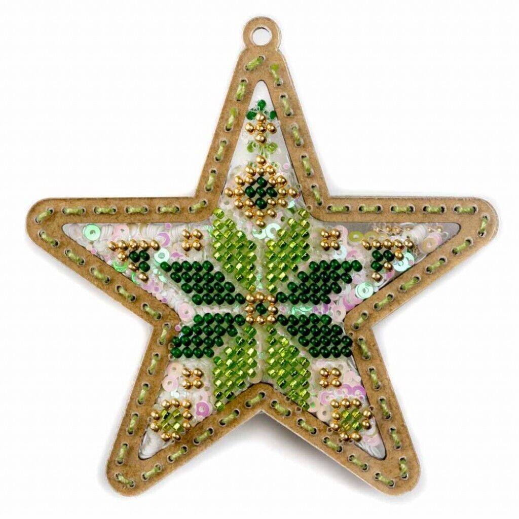 Bead Embroidery Kit on Plastic Star DIY Christmas tree toy