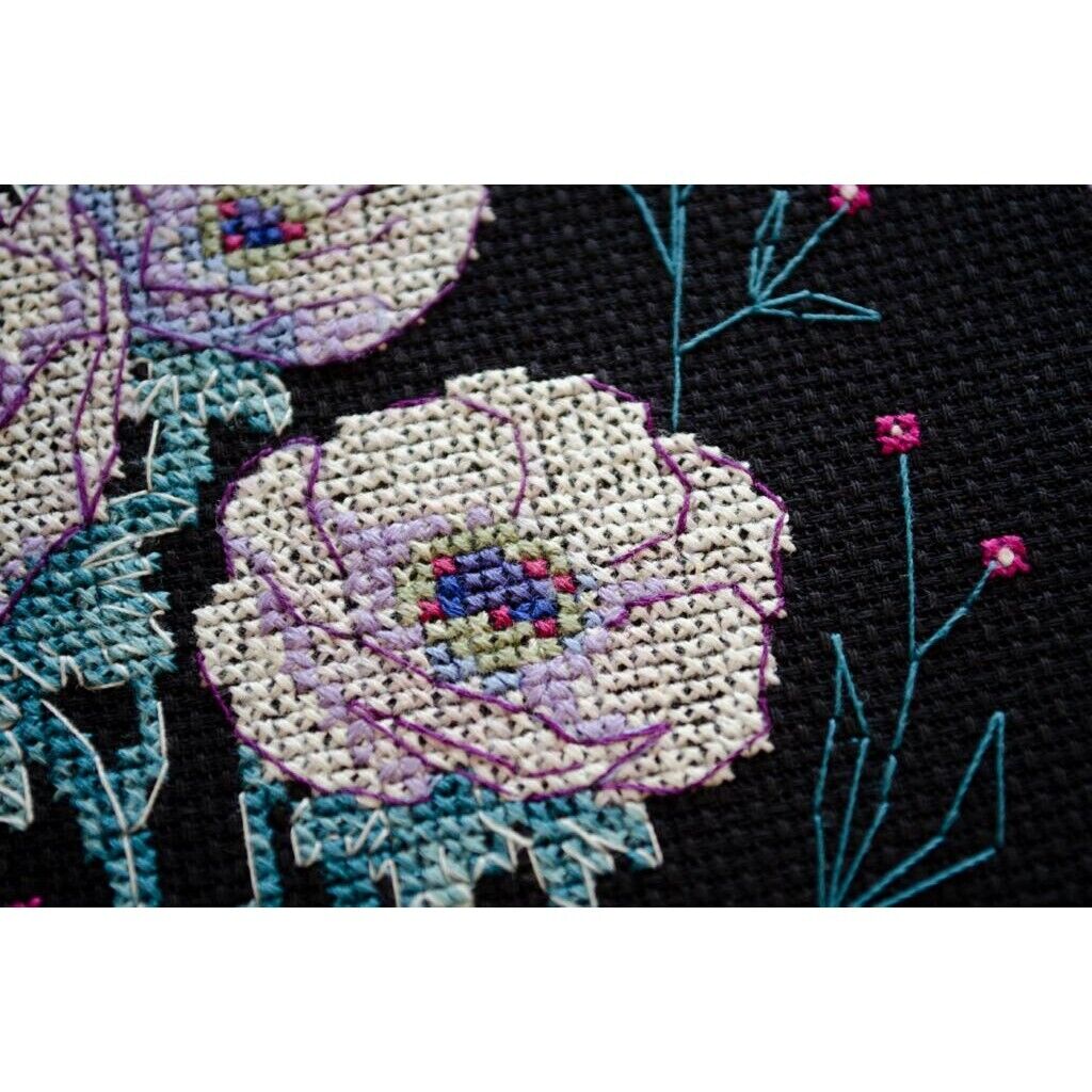 Counted Cross Stitch Kit Night flowers DIY Unprinted canvas