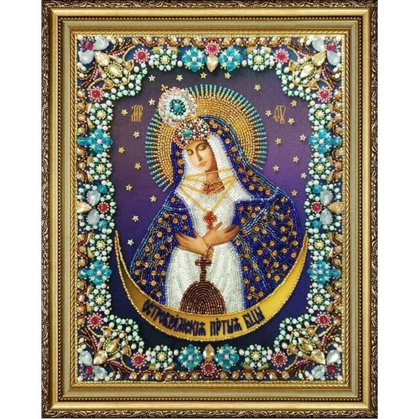 Bead Embroidery Kit Icon Virgin Mary Mother of God Beaded stitching DIY