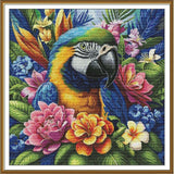 Counted Cross Stitch Kit Bright parrot DIY Unprinted canvas