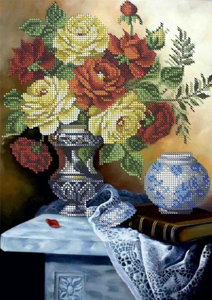 Bead Embroidery Kit Roses Flowers Bead needlepoint Bead stitching Beadwork