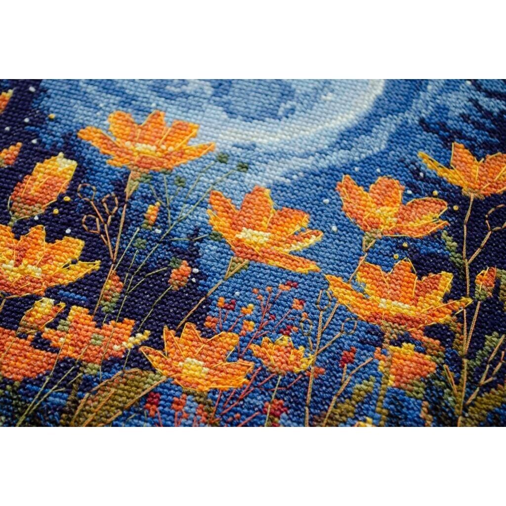 Counted Cross Stitch Kit Night flowers DIY Unprinted canvas