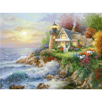 Bead Embroidery Kit Romantic lighthouse DIY Beaded needlepoint Beaded stitching 