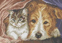 Bead Embroidery Kit Cat and dog DIY Beaded needlepoint Beaded stitching