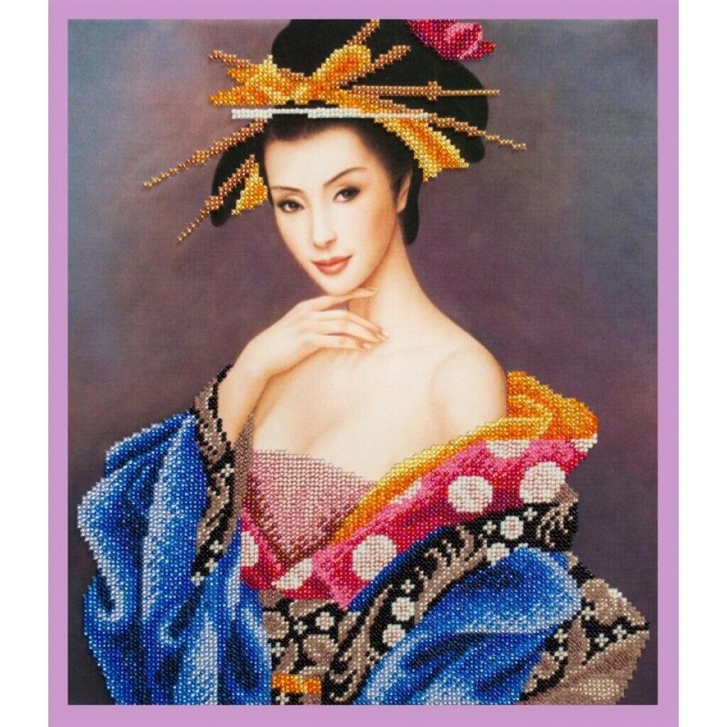 Bead Embroidery Kit Lady The charm of Asia DIY Beaded needlepoint