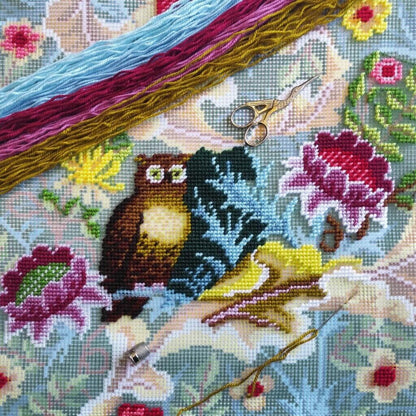 Tapestry Pillow Cover DIY kit "Owl" Needlepoint kit Printed canvas