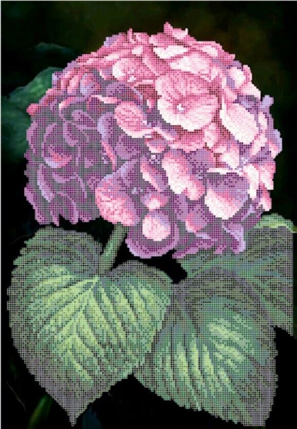 Bead Embroidery Kit Hydrangeas Flowers DIY Bead needlepoint Bead stitching