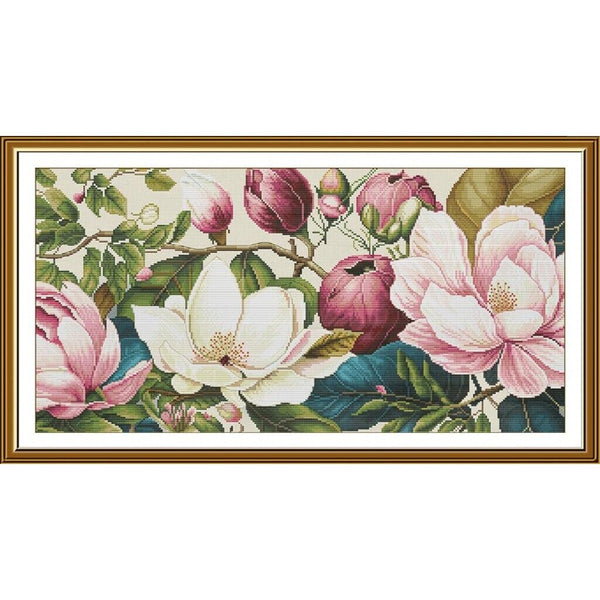 Counted Cross Stitch Kit Flowers DIY Unprinted canvas