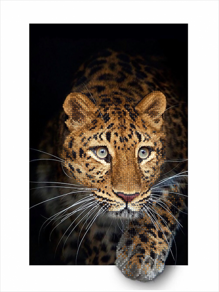 Bead Embroidery Kit Leopard DIY Beaded needlepoint Beaded stitching 