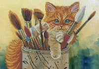 Bead Embroidery Kit Cat DIY Beaded needlepoint Beaded stitching