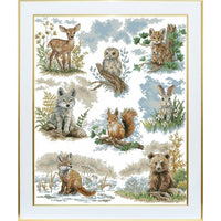 Counted Cross Stitch Kit Forest babies DIY Unprinted canvas