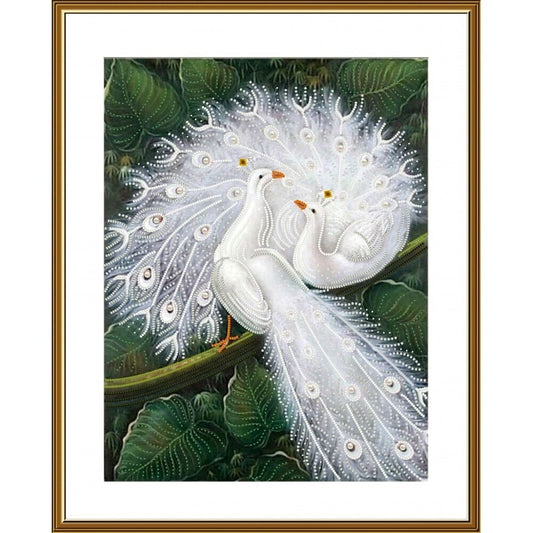 Bead Embroidery Kit White peacock DIY Bead needlepoint Bead stitching Beadwork