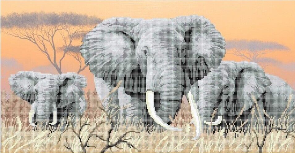 Bead Embroidery Kit Elephants DIY Bead needlepoint Bead stitching