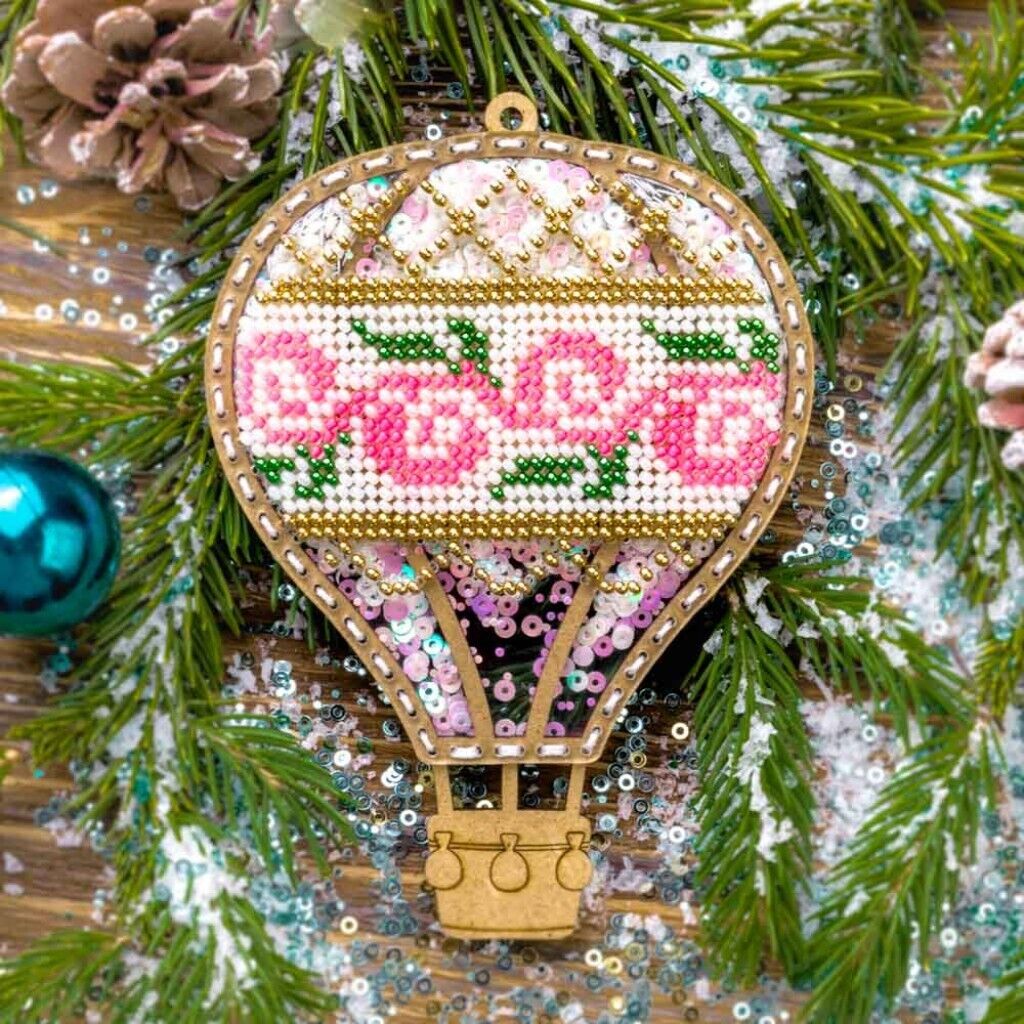 Bead Embroidery Kit on Plastic Pink balloon DIY Christmas tree toy