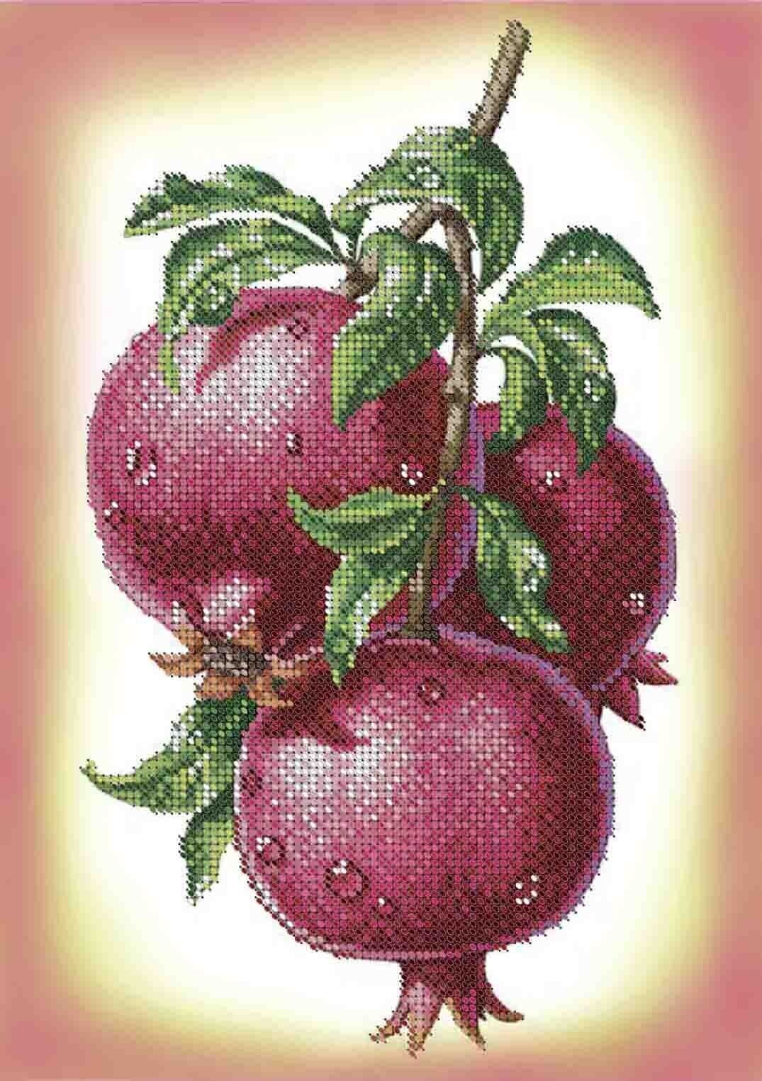 Bead Embroidery Kit Pomegranate DIY Beaded needlepoint Beaded stitching