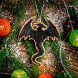 Bead Embroidery Kit on Wood Dragon DIY Christmas tree toy