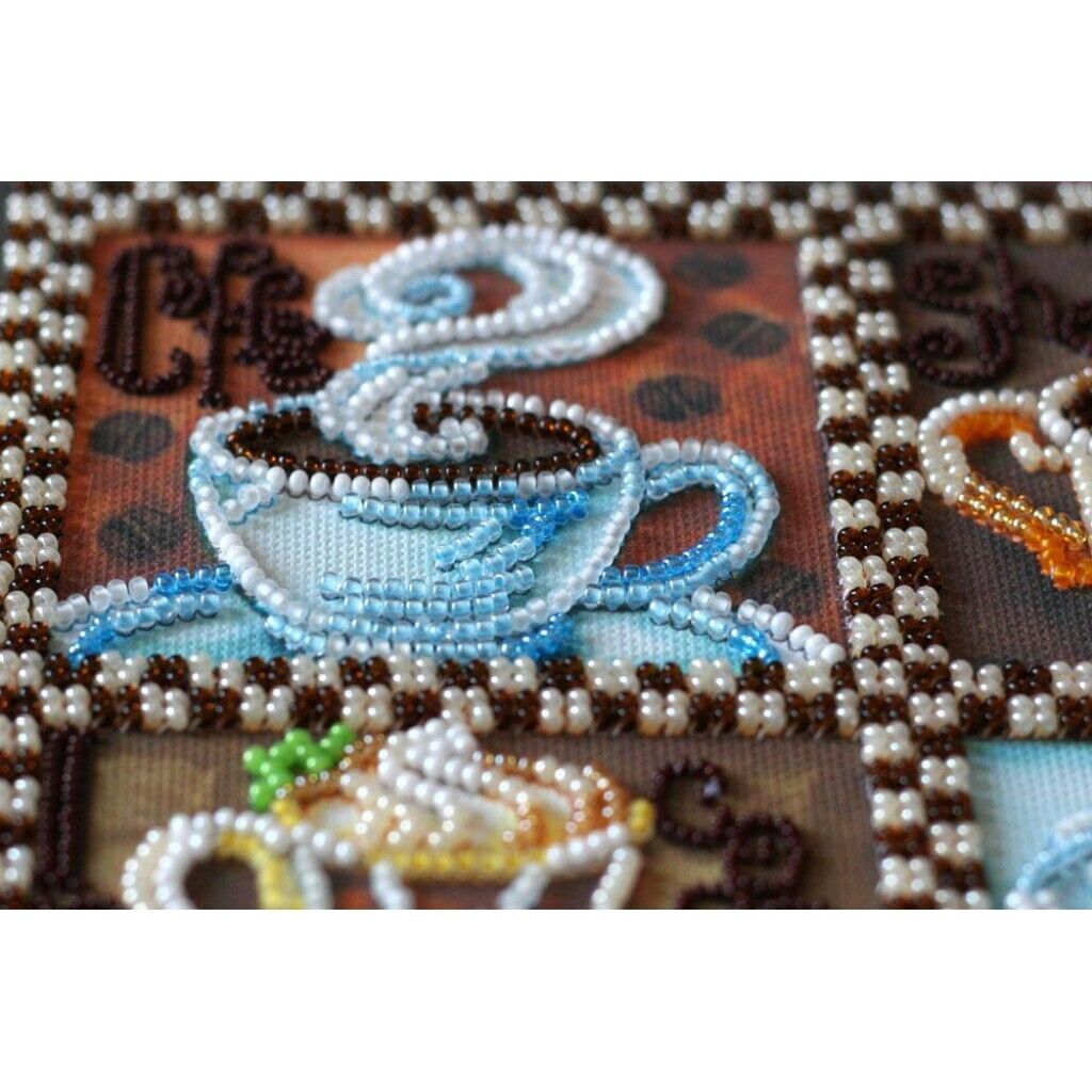 Bead Embroidery Kit Coffee Beaded stitching Beadwork Bead needlepoint DIY