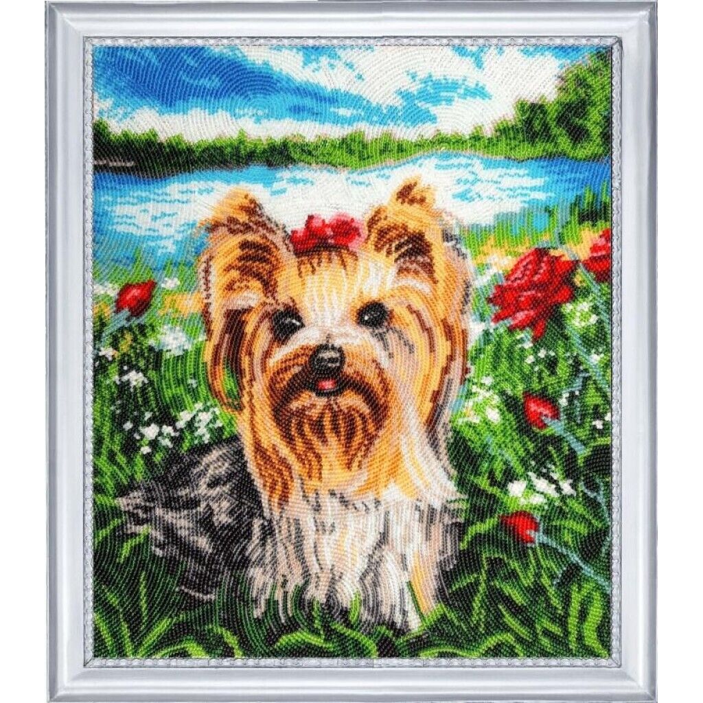 Full Bead Embroidery Kit Dog York DIY Bead needlepoint Bead stitching Beadwork