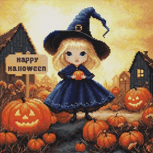 Counted Cross Stitch Kit Happy Halloween DIY Unprinted canvas