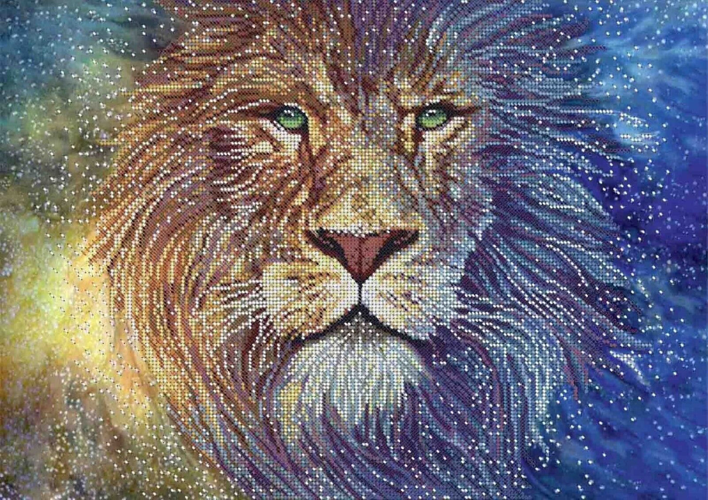 Bead Embroidery Kit Lion DIY Beaded needlepoint Beaded stitching