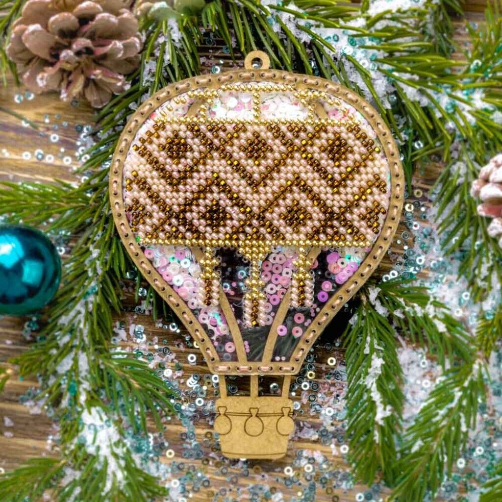 Bead Embroidery Kit on Plastic Gold balloon DIY Christmas tree toy