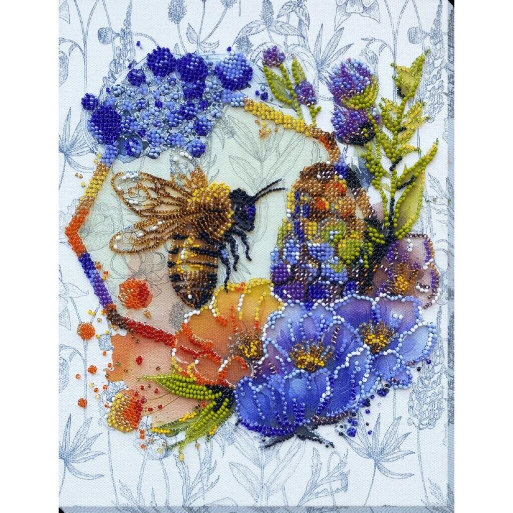 Bead Embroidery Kit Bee Beaded stitching Bead needlepoint Beadwork DIY