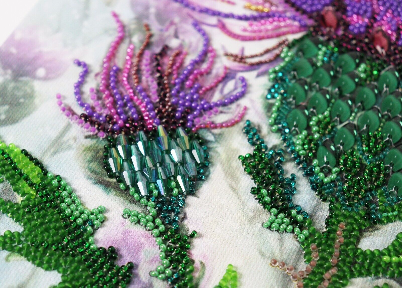 Bead Embroidery Kit Thistle Flower Bead stitching Beadwork Bead needlepoint DIY