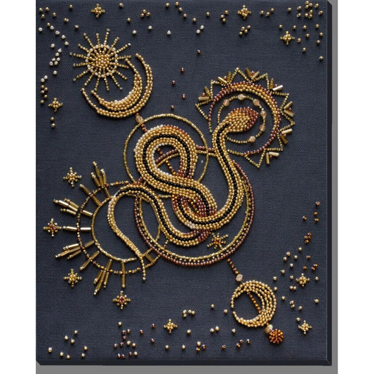 Bead Embroidery Kit Gold snake DIY Beadwork Beading Needlepoint kit