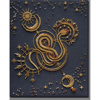 Bead Embroidery Kit Gold snake DIY Beadwork Beading Needlepoint kit